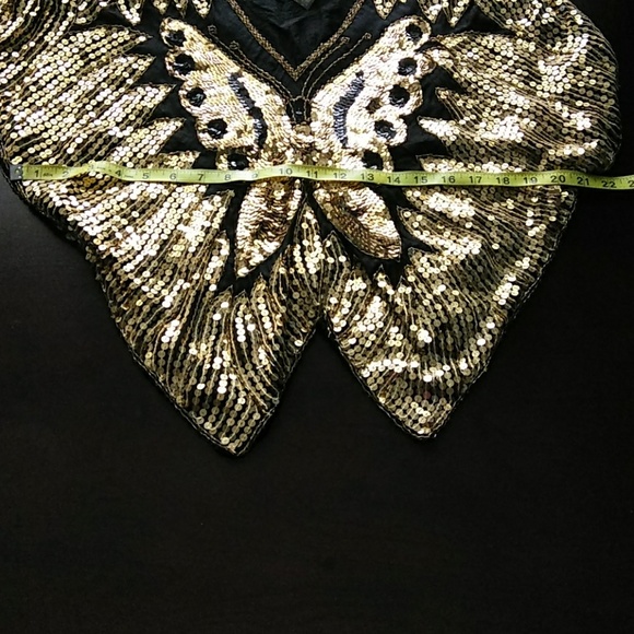 Small  Vintage Gold Sequin Butterfly Top - Picture 11 of 11